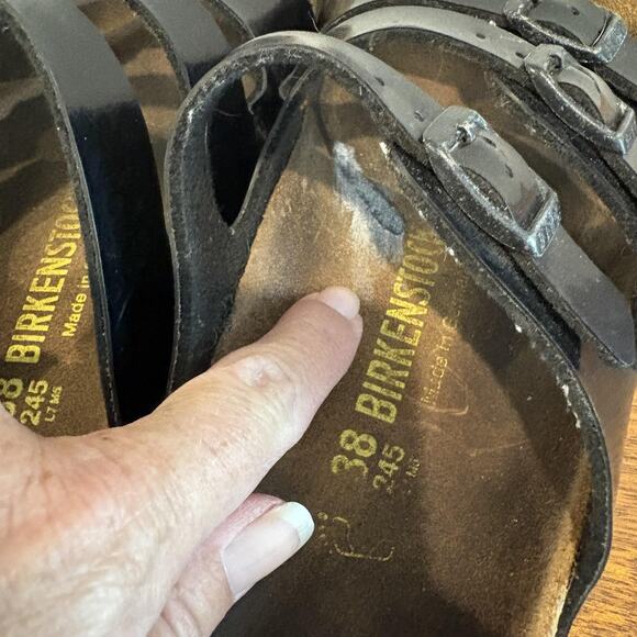 Birkenstock Shoes Women Size 7-7.5 Black Florida Sandals EU 38 Made in Germany - Picture 5 of 12